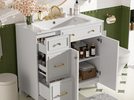 Bathroom Vanity With Sink, Soft Close Doors, Adjustable Shelves