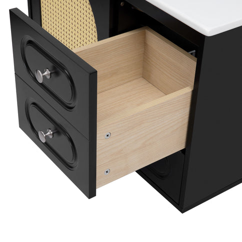 Bathroom Vanity Cabinet With Sink, 2 Drawers - Black