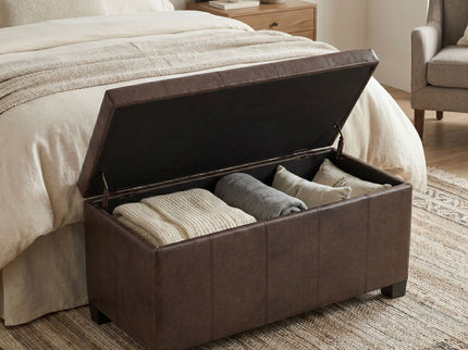 Dover - Storage Ottoman Bench - Distressed Brown