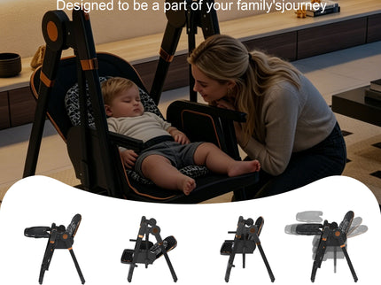Convertible Baby High Chair To Rocker With 5 Point Harness