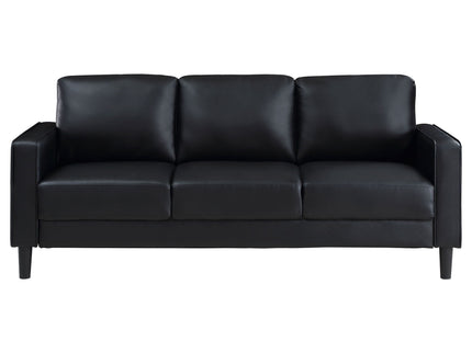Weld 3 Piece Upholstered Track Arm Sofa Set - Black