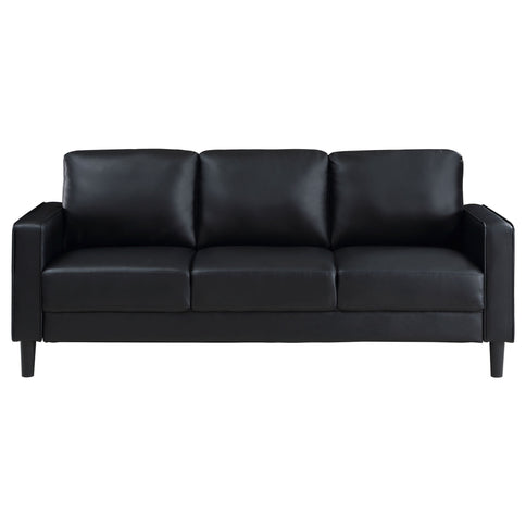 Weld 3 Piece Upholstered Track Arm Sofa Set - Black