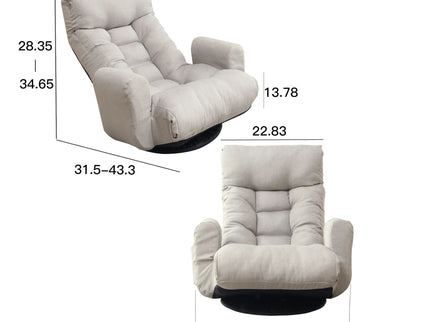 Modern With Metal Frame Swivel Game Lounge Chair With Adjustable Headrest And Waist Support, 360 Degree Rotatable Leisure Chair For Living Room - Gray