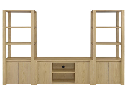 Susac - 3 Piece Entertainment Center With TV Stand And Media Towers - Light Oak
