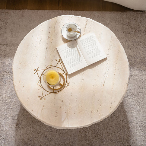 Round Coffee Table & Smooth Texture For Living Room - Light Beige