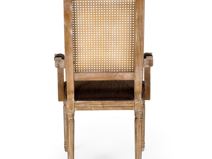 Upholstered Dining Chair With Cane Backrest