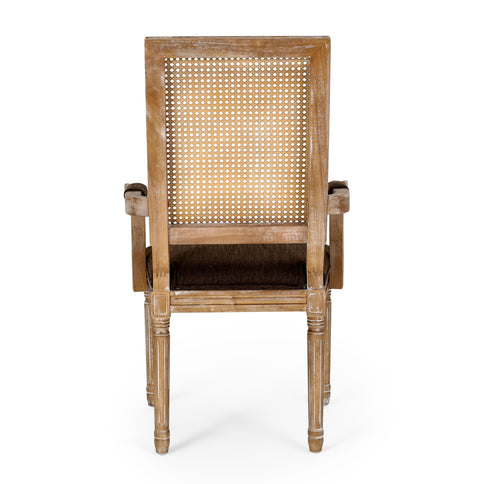 Upholstered Dining Chair With Cane Backrest
