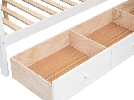 L Shaped Bunk Bed With 3 Drawers, Portable Desk And Wardrobe