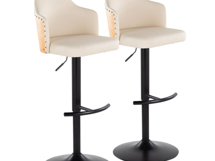 Ahoy - Contemporary Adjustable Barstool, Swivel With Rounded T Footrest (Set of 2)