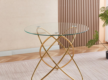 Metal Leg Dining Table With Tempered Glass Top