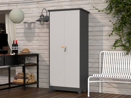 Outdoor Cabinet, Large Capacity Storage Vertical Tall Design With Shelves And Secure Lock