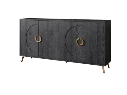 Modern Lacquered 4 Door Wooden Cabinet Sideboard Buffet Server Cabinet Storage Cabinet, For Living Room, Entryway, Hallway, Office, Kitchen And Dining Room