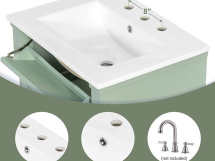 Freestanding Bathroom Vanity With Sink, Adjustable Shelf & Flip Drawer