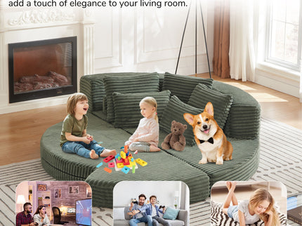 Semi Circular 2 In 1 Sofa Bed With Neck Pillow