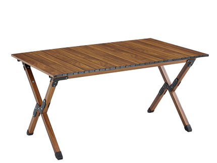 Folding Outdoor Table, Lightweight Aluminum Roll-Up Rectangular Table For Indoor, Outdoor Camping, Picnics, Beach, Backyard, Bbq, Party, Patio - Brown