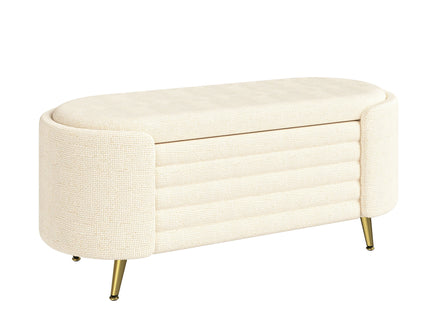 Modern Oval Storage Ottoman With Upholstery