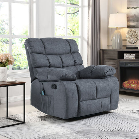Contemporary Massage Recliner With Pillow Tufted Design - Charcoal