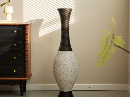 Tall Designer Floor Vase With Elegant 2 Tone