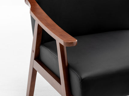 Mid Century Modern Accent Chair With Solid Wood Frame And Extra Thick Backrest