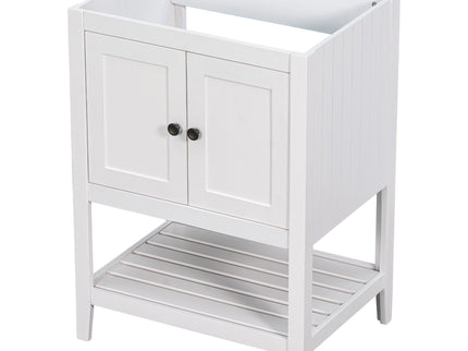 Bathroom Vanity Base Only, Soild Wood Frame, Bathroom Storage Cabinet With Doors And Open Shelf