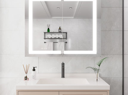 Medicine Cabinet With LED Vanity Mirror, Anti-Fog, Waterproof, Dimmable With Touch Switch