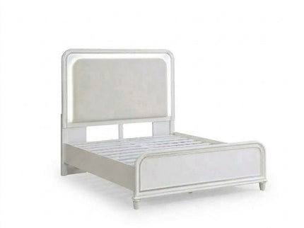 Bed With LED Lights Panel Headboard And Footboard Frame