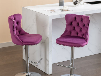 Swivel Barstools Adjusatble Seat Height From 25-33", Modern Upholstered Base Bar Stools With Backs Comfortable Tufted For Home Pub And Kitchen Island (Set of 2)