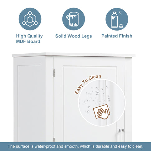 Tall Freestanding Bathroom Storage Cabinet With 2 Drawers And Adjustable Shelf