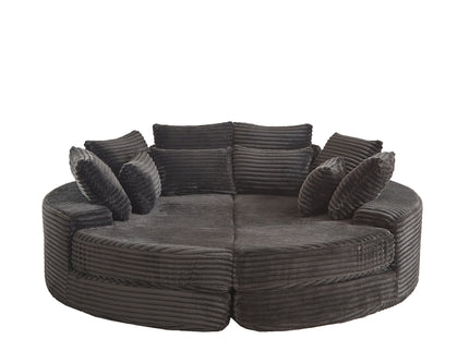 Round Oversized Sofa Bed With 5 Throw Pillows