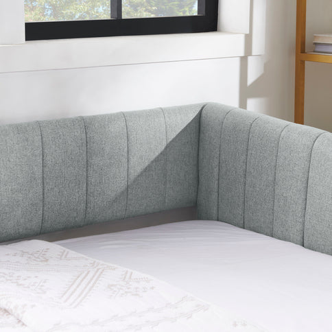 Upholstered Daybed With Trundle With Vertical Stripes