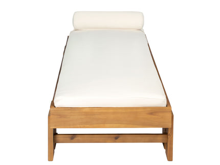 Daybed With Cushion & Pillow, Low Profile Design For Indoor / Outdoor Use - Cream / Teak