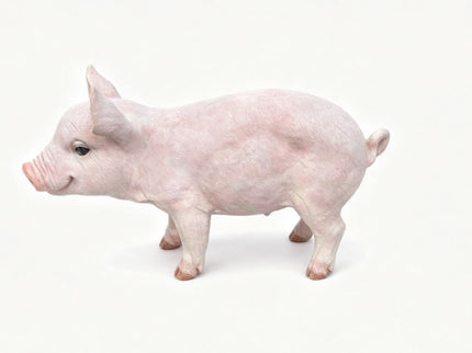 Cute Pig Garden Statue, Farm Pig Figurine Lawn Ornament, Weatherproof Outdoor Sculpture Decor - Baby Pink