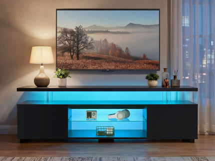 TV Stant With LED And Large Side Cabinet