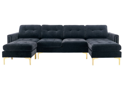 Modern L - Shape Convertible Sectional Sofa With Movable Ottoman