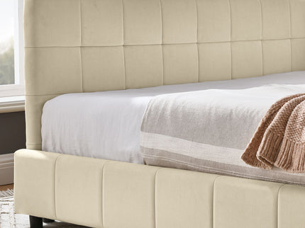 Mid-Century Storage Upholstered Tufted Bed Frame With Backrest And Armrests