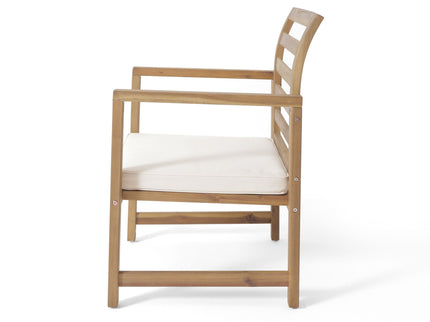 Outdoor Acacia Wood Club Chairs, 2 Pieces Set - Natural Stained / White