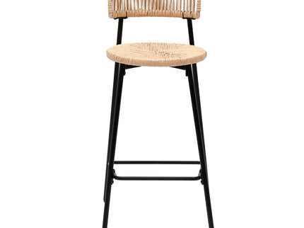 Boho Style Handwoven Paper Rope Counter Stools (Set of 2)
