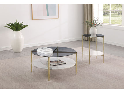 Jackel - 2 Piece Round Coffee And End Table Set - Gold