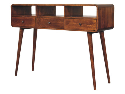 Triple Curved Console Table - Brown