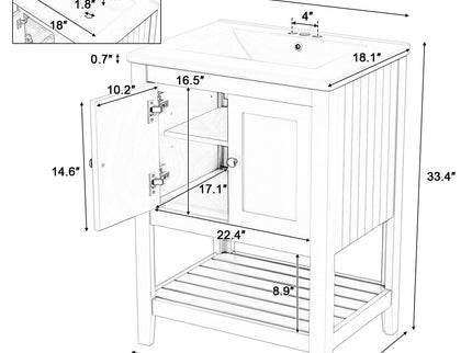 Modern Bathroom Vanity With Sink And Open Shelf