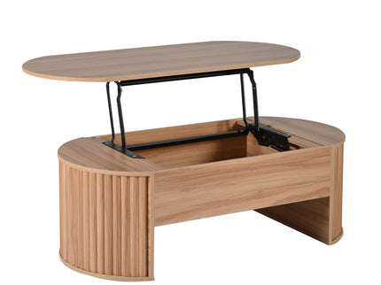 Lift Top Coffee Table With Hidden Compartment, Modern Oval Lift Tabletop For Home Living Room