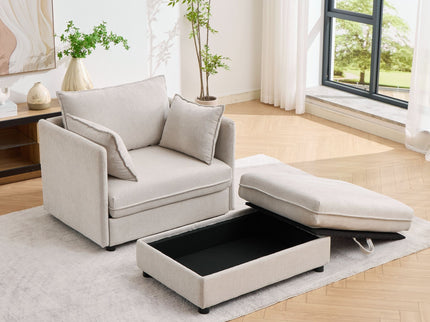 Oversized Deep Seat Accent Chair With Matching Storage Ottoman & Throw Pillows