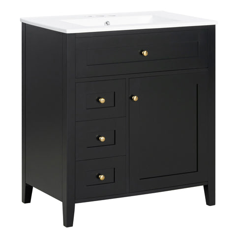 Bathroom Vanity With Sink, 3 Drawers And Adjustable Shelf, Freestanding Storage Unit
