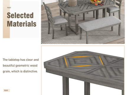 6 Piece Dining Table Set With Ergonomic Seating