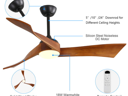 Ceiling Fan With Reversible DС Motor - Black