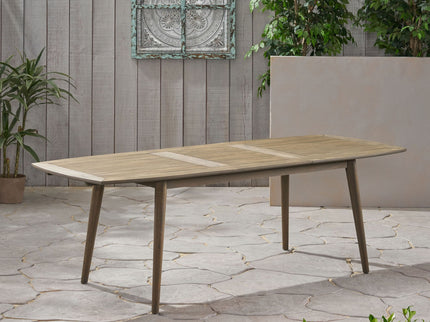 Placidity - Outdoor Expandable Dining Table With Slatted Tabletop And Tapered Legs