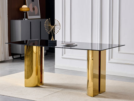 Rectangular Dining Table - Gold / Black