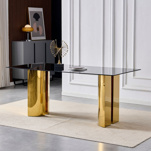 Rectangular Dining Table - Gold / Black