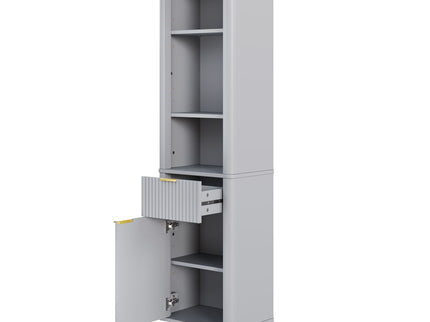 Tall Bathroom Storage Cabinet With Adjustable Shelves And 1 Drawer & Door