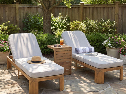 Outdoor Chaise Lounge Set With Side Table, 5 Position Adjustable Patio Recliner